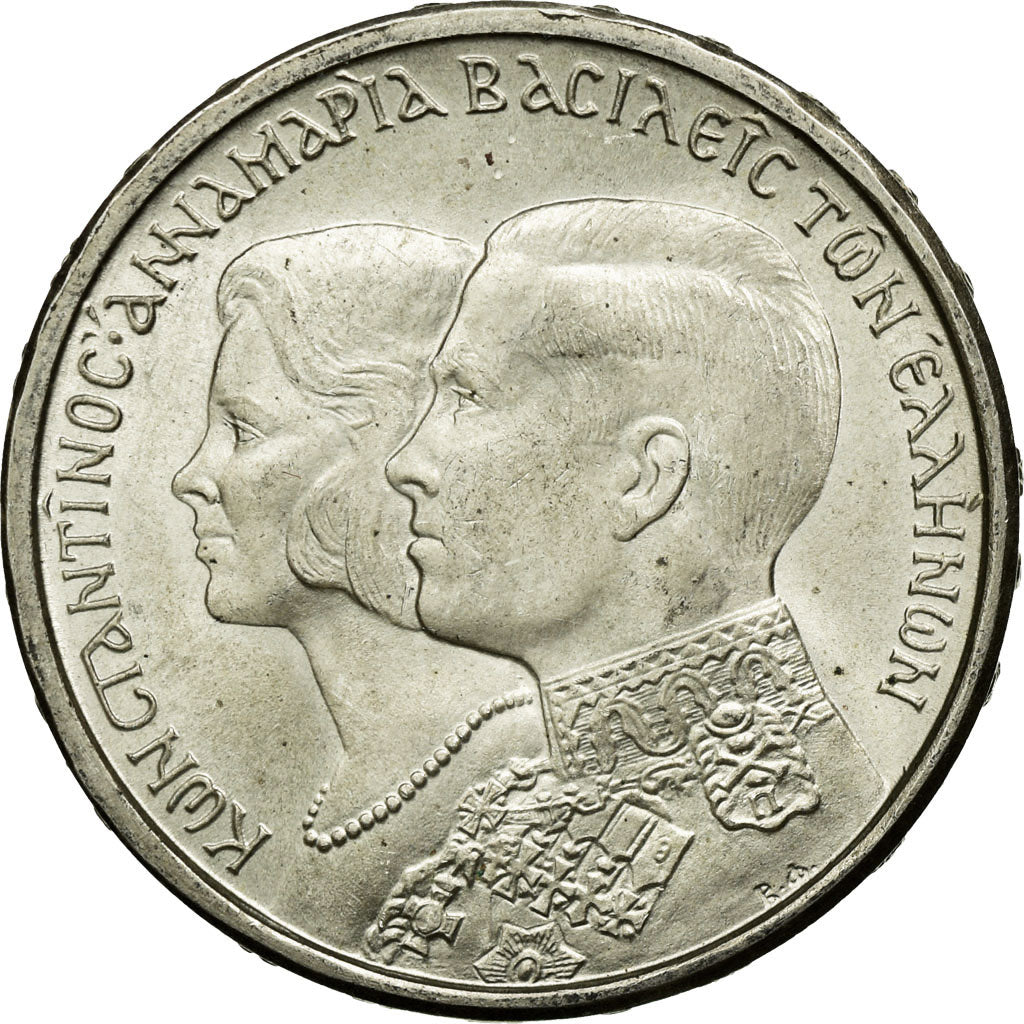 Coin, Greece, Constantine II, 30 Drachmai, 1964, AU(55-58), Silver, KM:87