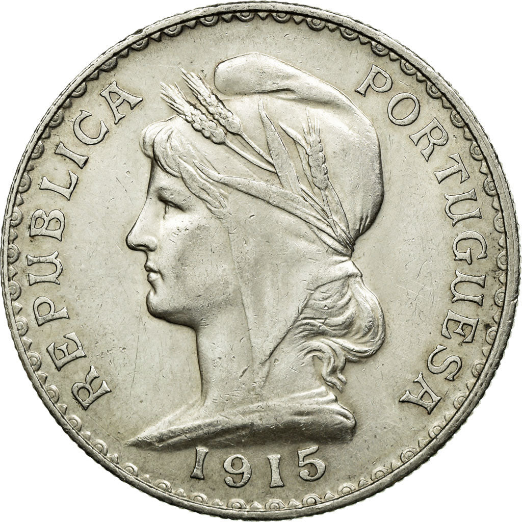 Coin, Portugal, Escudo, 1915, AU(55-58), Silver, KM:564