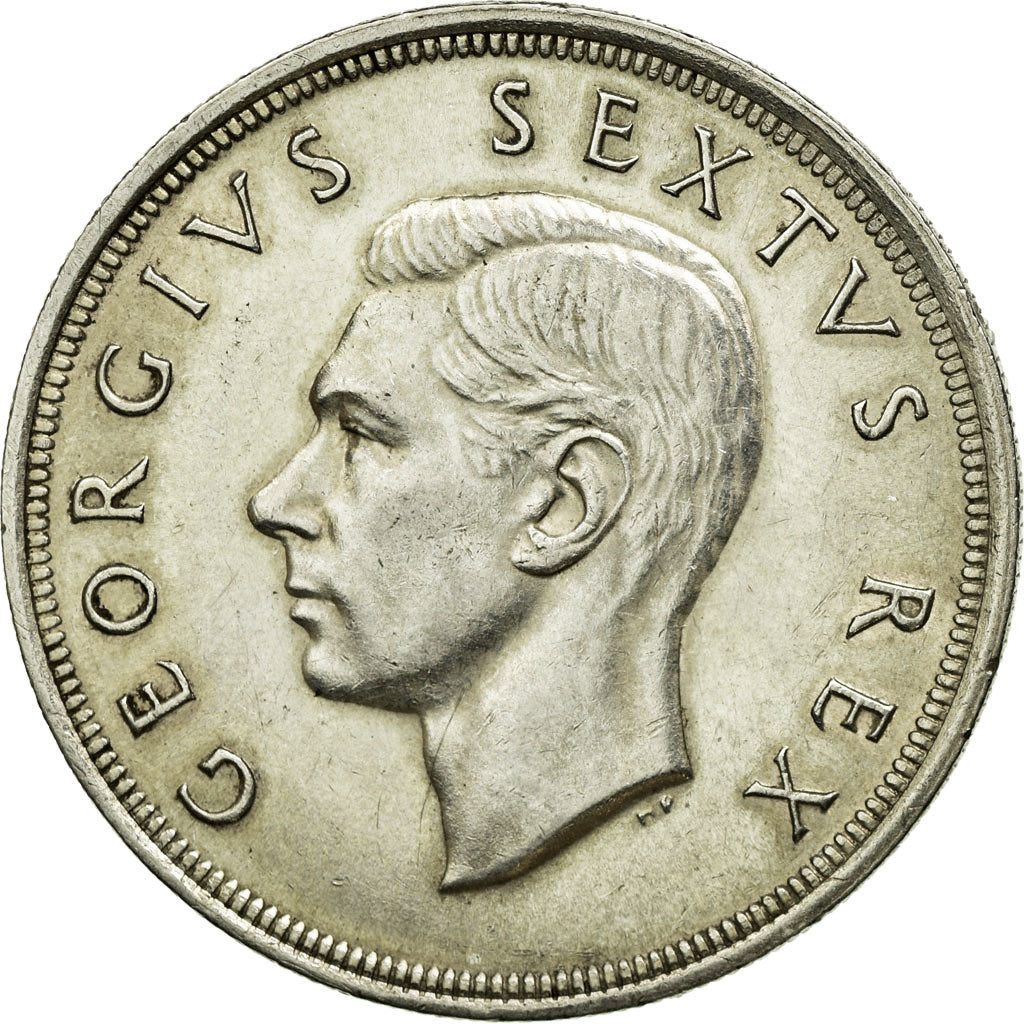 Moneta, Sudafrica, George VI, 5 Shillings, 1949, BB+, Argento, KM:40.1