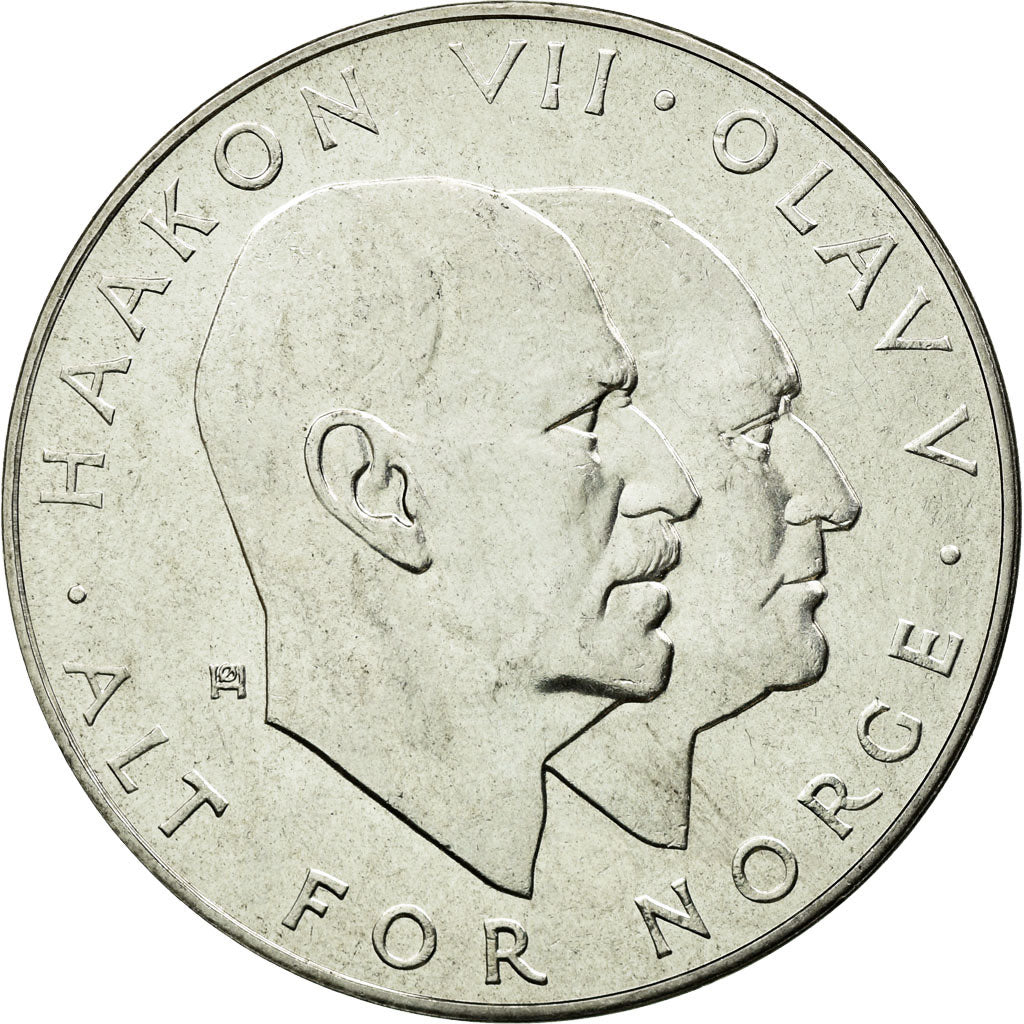 Moneta, Norwegia, Olav V, 25 Kroner, 1970, MS(60-62), Srebro, KM:414