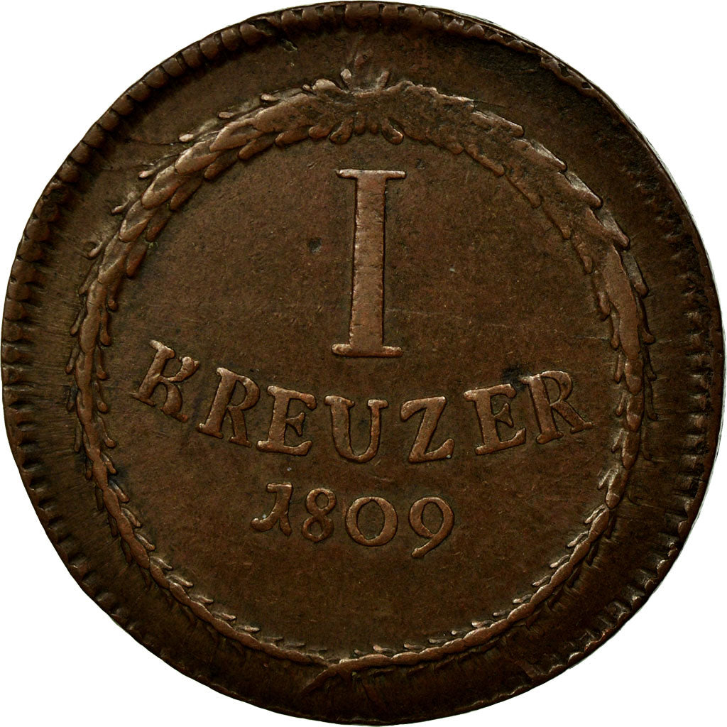 Moneta, Stati tedeschi, BADEN, Karl Friedrich, Kreuzer, 1809, BB+, Rame, KM:147
