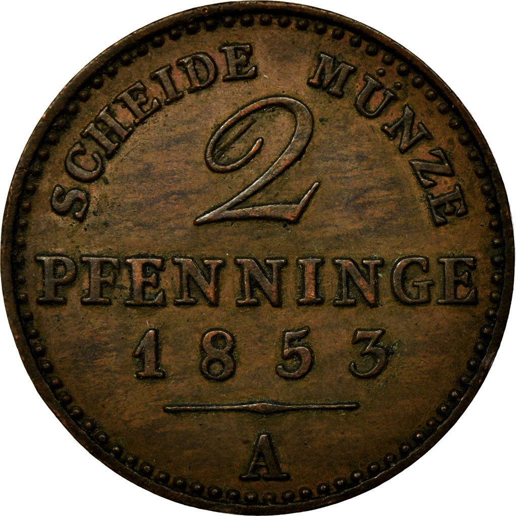 Coin, German States, PRUSSIA, Friedrich Wilhelm IV, 2 Pfennig, 1853, Berlin