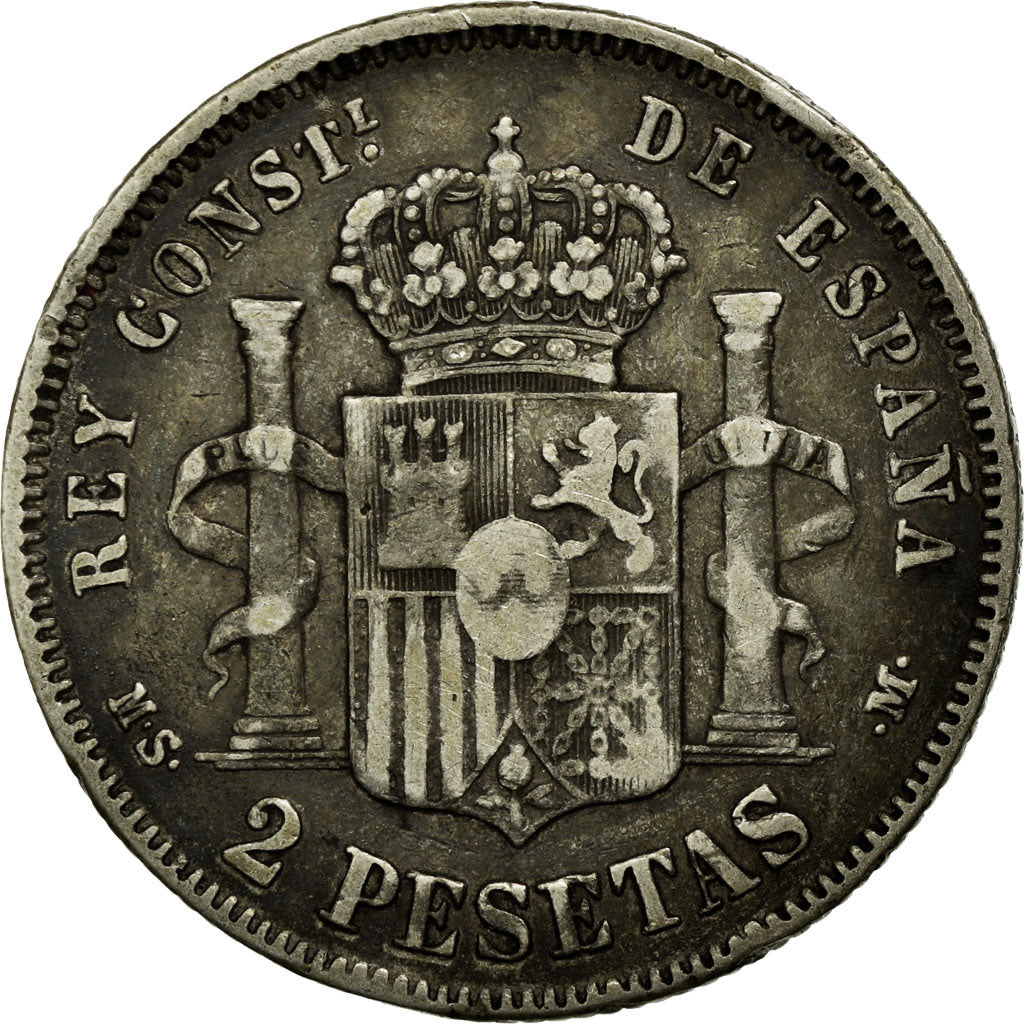 Coin, Spain, Alfonso XII, 2 Pesetas, 1882, VF(30-35), Silver, KM:678.2