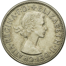 Moneda, Australia, Elizabeth II, Florin, 1954, Melbourne, MBC+, Plata, KM:55