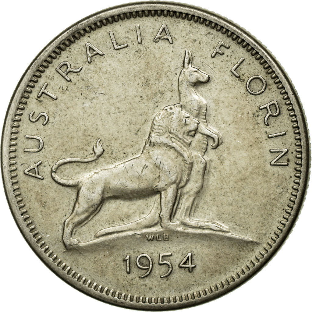 Coin, Australia, Elizabeth II, Florin, 1954, Melbourne, AU(50-53), Silver, KM:55