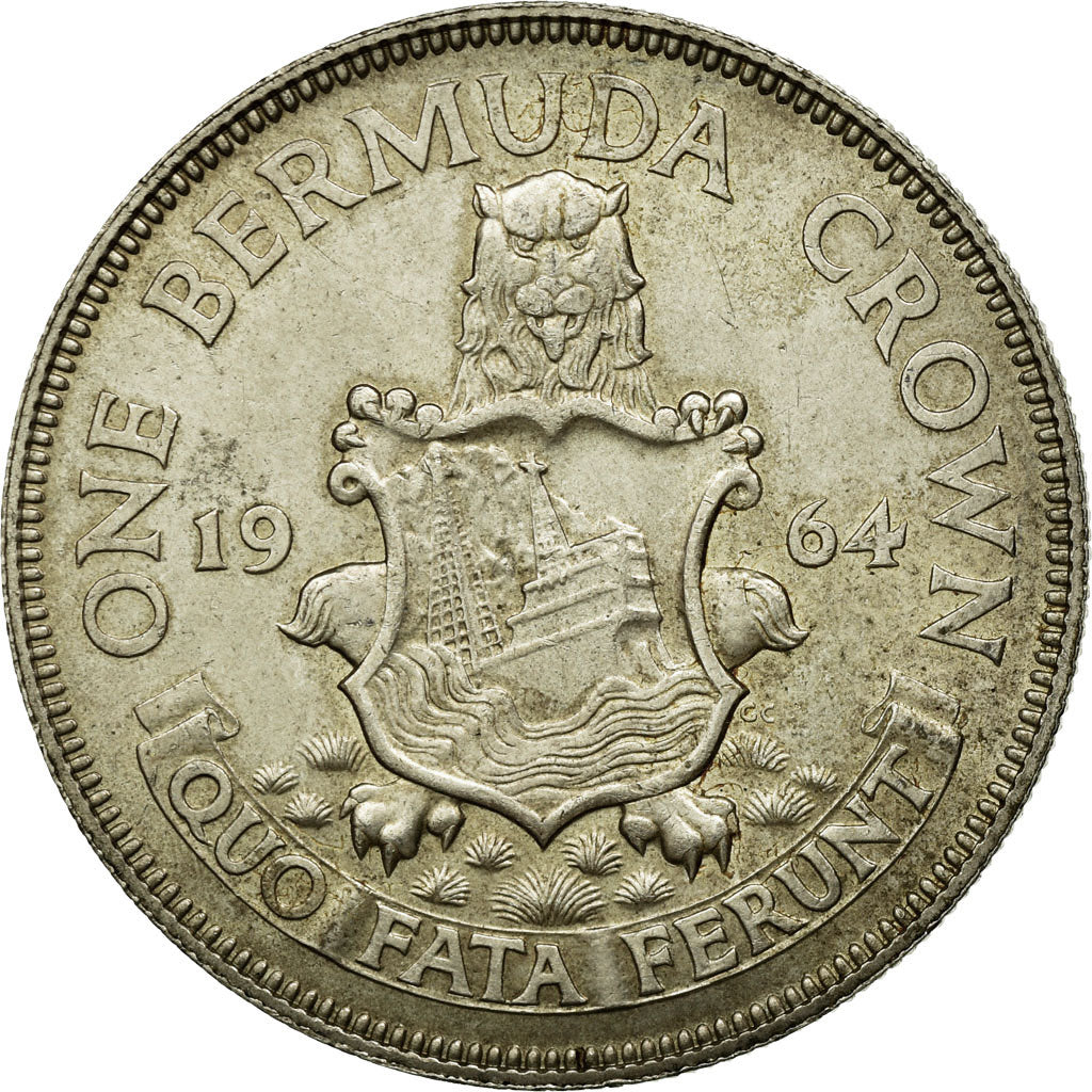 Coin, Bermuda, Elizabeth II, Crown, 1964, AU(50-53), Silver, KM:14