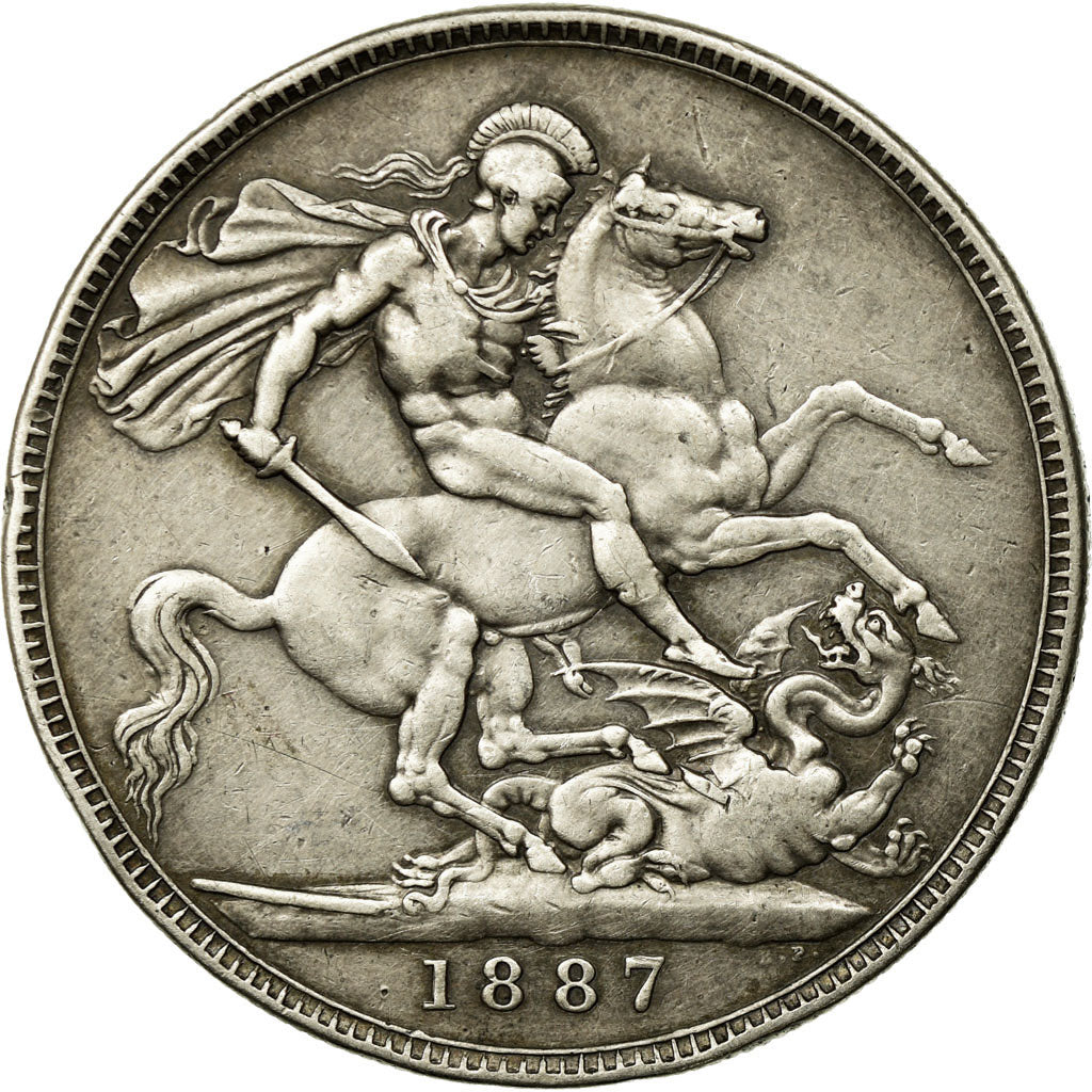 Coin, Great Britain, Victoria, Crown, 1887, London, VF(30-35), Silver, KM:765