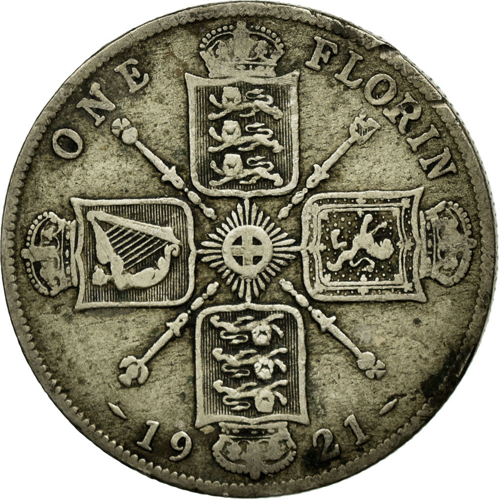 Coin, Great Britain, George V, Florin, Two Shillings, 1921, VF(20-25), Silver