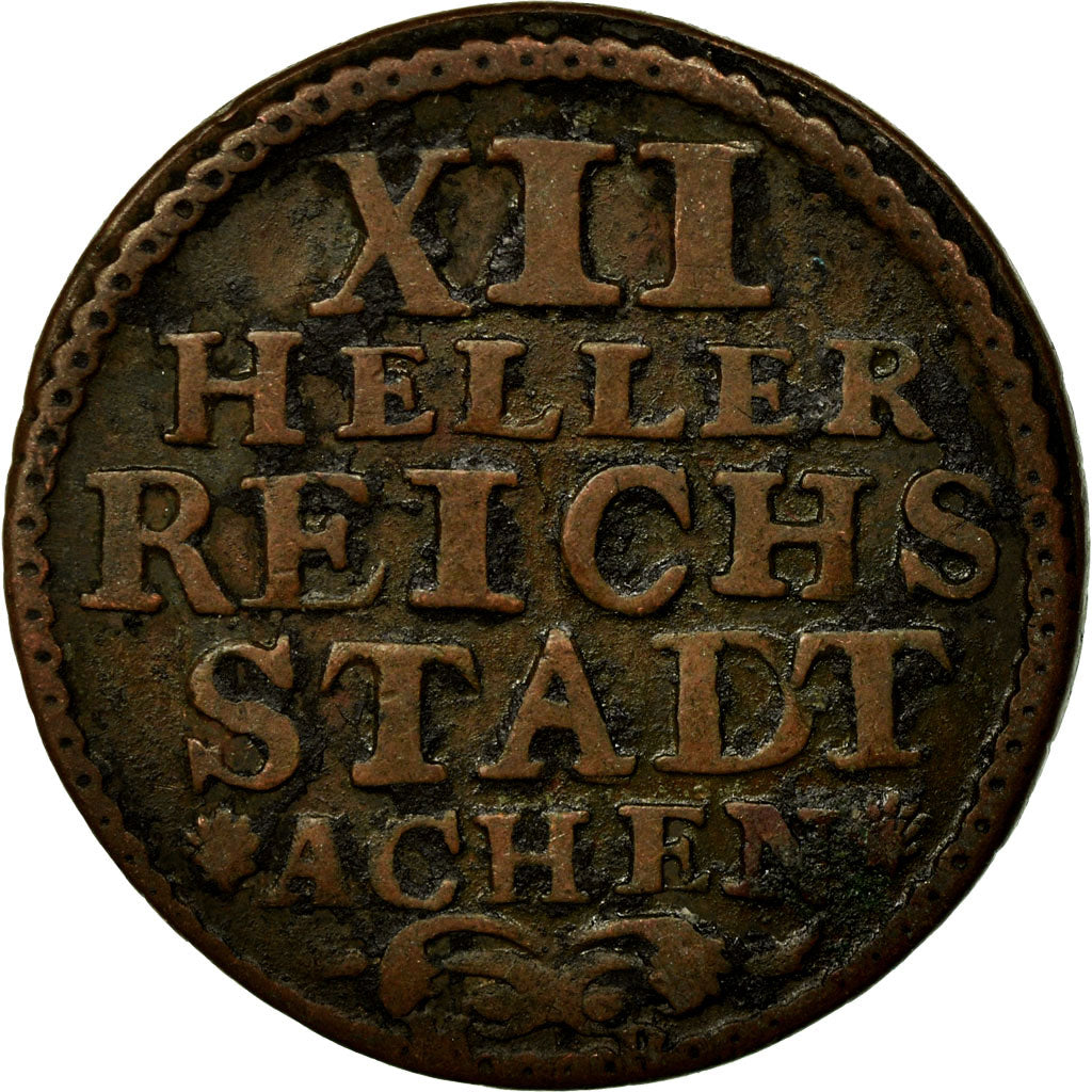 Coin, German States, AACHEN, 12 Heller, 1759, VF(30-35), Copper, KM:51