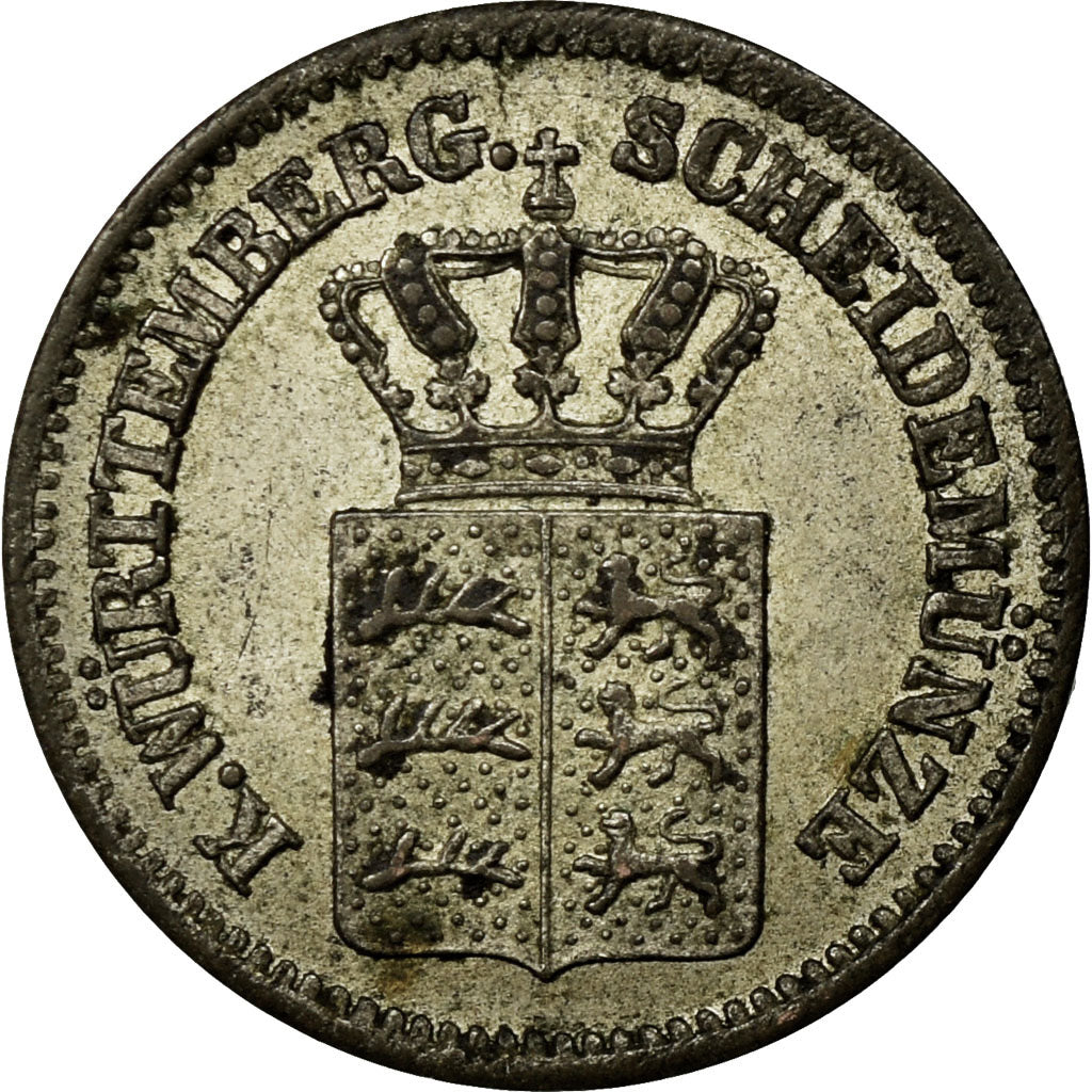 Coin, German States, WURTTEMBERG, Wilhelm I, Kreuzer, 1860, AU(55-58), Silver