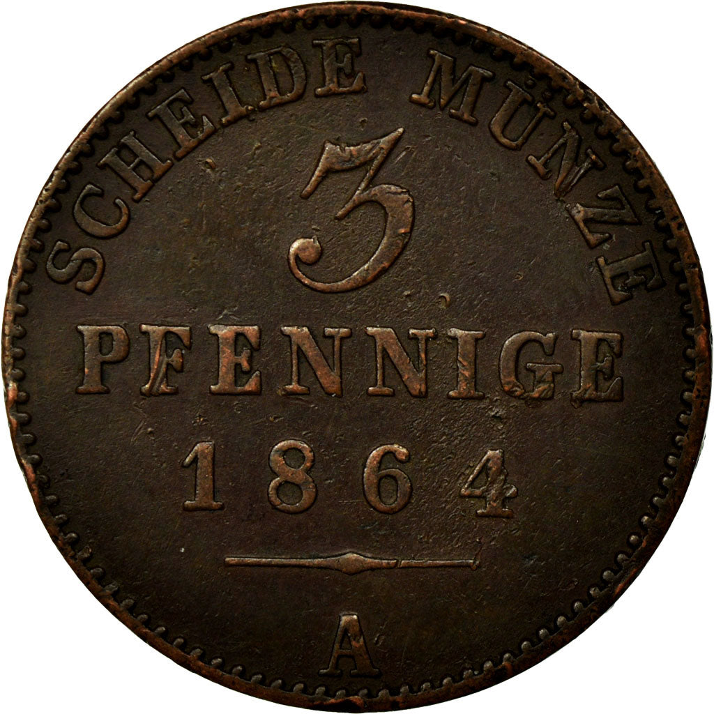 Münze, Deutsch Staaten, REUSS-SCHLEIZ, Heinrich LXVII, 3 Pfennig, 1864, Berlin