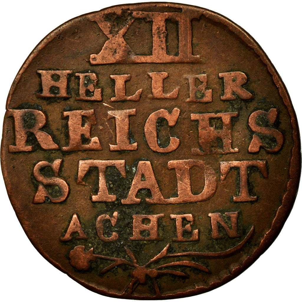 Coin, German States, AACHEN, 12 Heller, 1767, EF(40-45), Copper, KM:51