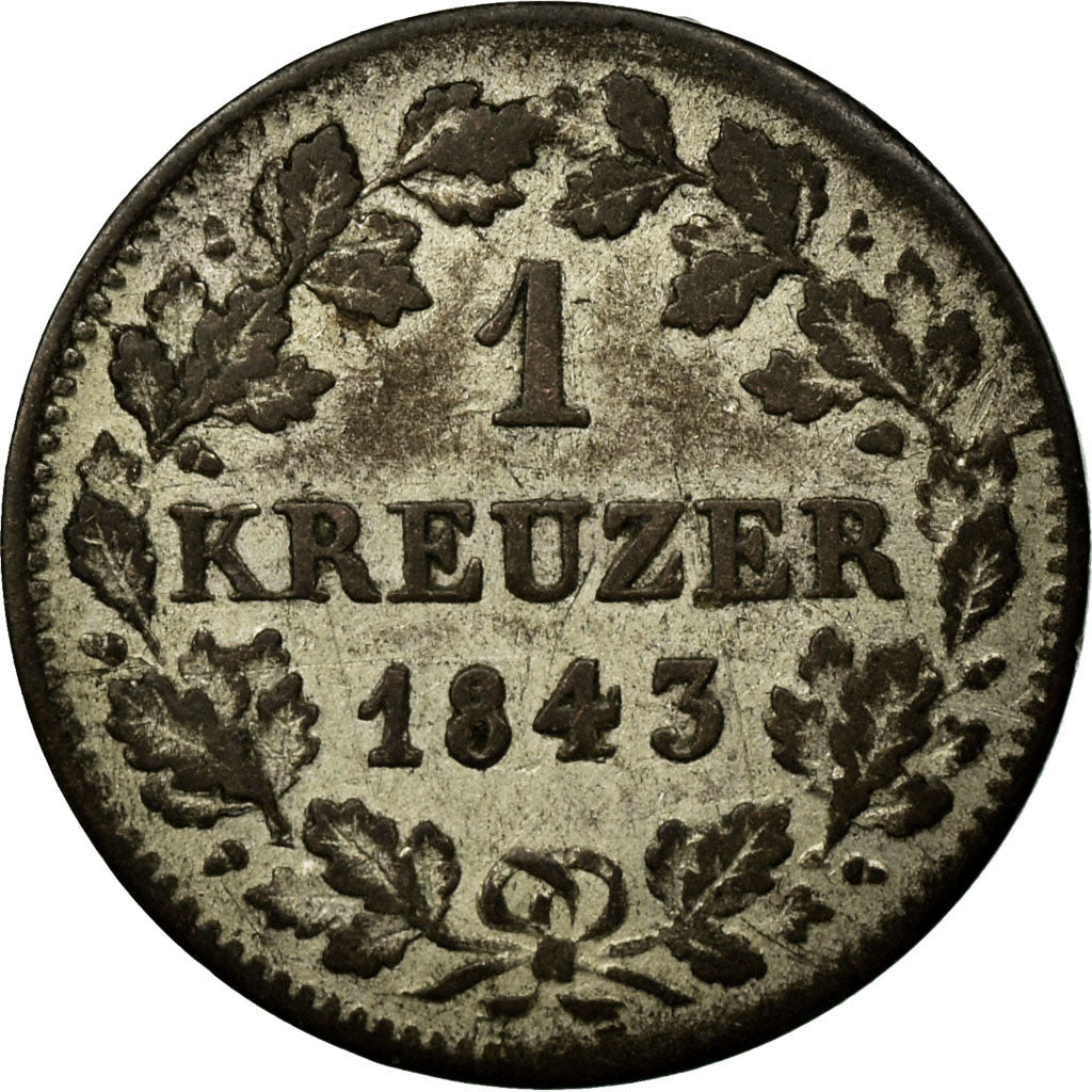 Moeda, Estados Alemães, BAVARIA, Maximilian IV, Josef, Kreuzer, 1843, Munich