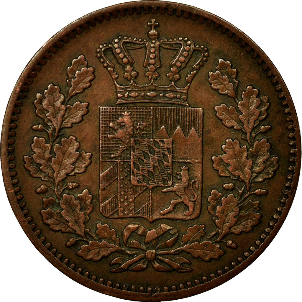 Coin, German States, BAVARIA, Ludwig II, 2 Pfennig, 1869, Munich, AU(50-53)