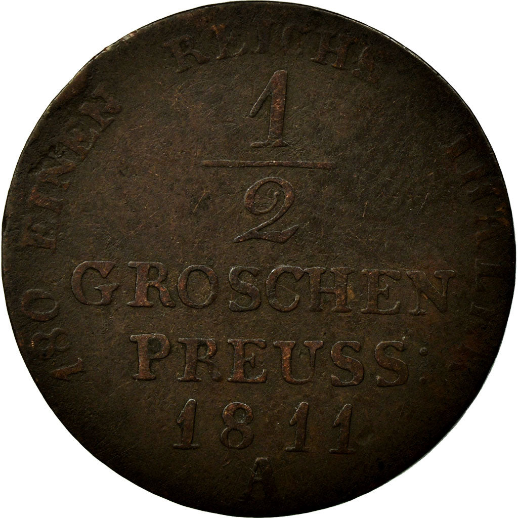 Coin, German States, PRUSSIA, Friedrich Wilhelm III, 1/2 Groschen, 1811, Berlin