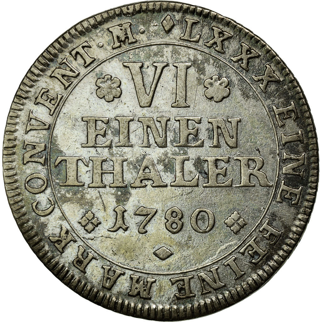 Coin, German States, BRUNSWICK-LUNEBOURG, 1/6 Thaler, 1780, EF(40-45), Silver