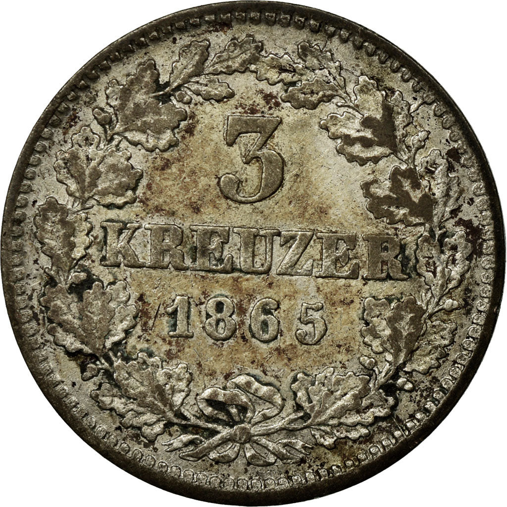 Moeda, Estados Alemães, BAVARIA, Ludwig II, 3 Kreuzer, Groschen, 1865, Munich