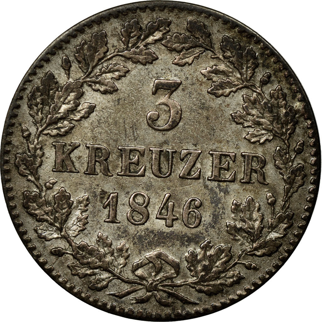 Munten, Duitse staten, WURTTEMBERG, Wilhelm I, 3 Kreuzer, Groschen, 1846, PR