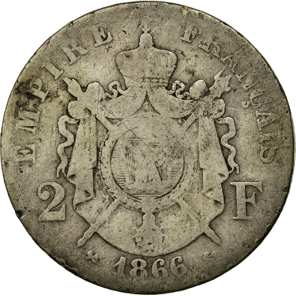 Münze, Frankreich, Napoleon III, Napoléon III, 2 Francs, 1866, Bordeaux, SGE+