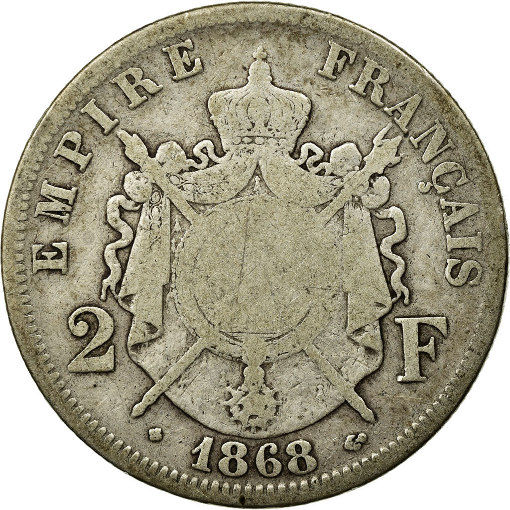 Münze, Frankreich, Napoleon III, Napoléon III, 2 Francs, 1868, Strasbourg