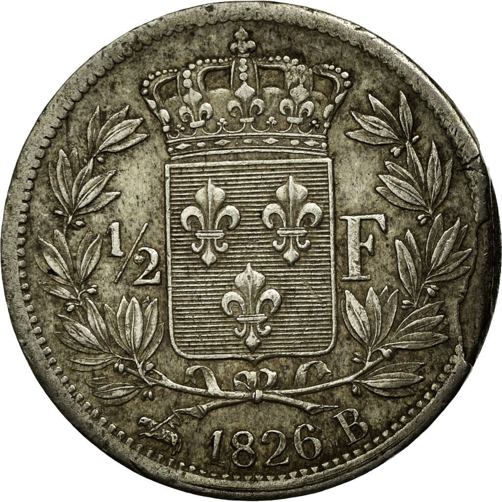 Coin, France, Charles X, 1/2 Franc, 1826, Rouen, EF(40-45), Silver, KM:723.2