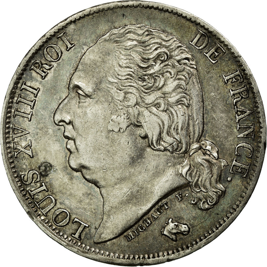 Coin, France, Louis XVIII, Louis XVIII, Franc, 1822, Paris, AU(50-53), Silver