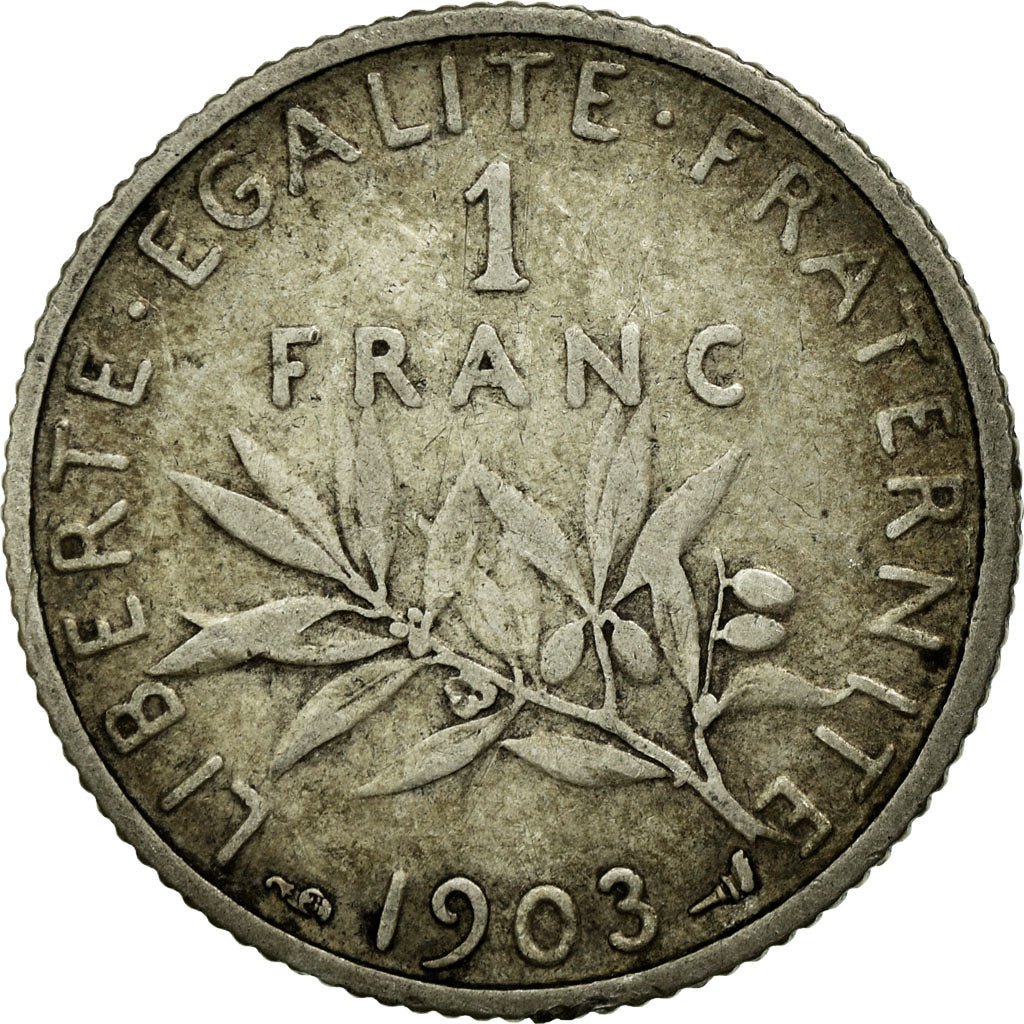 Coin, France, Semeuse, Franc, 1903, Paris, VF(30-35), Silver, KM:844.1, Le