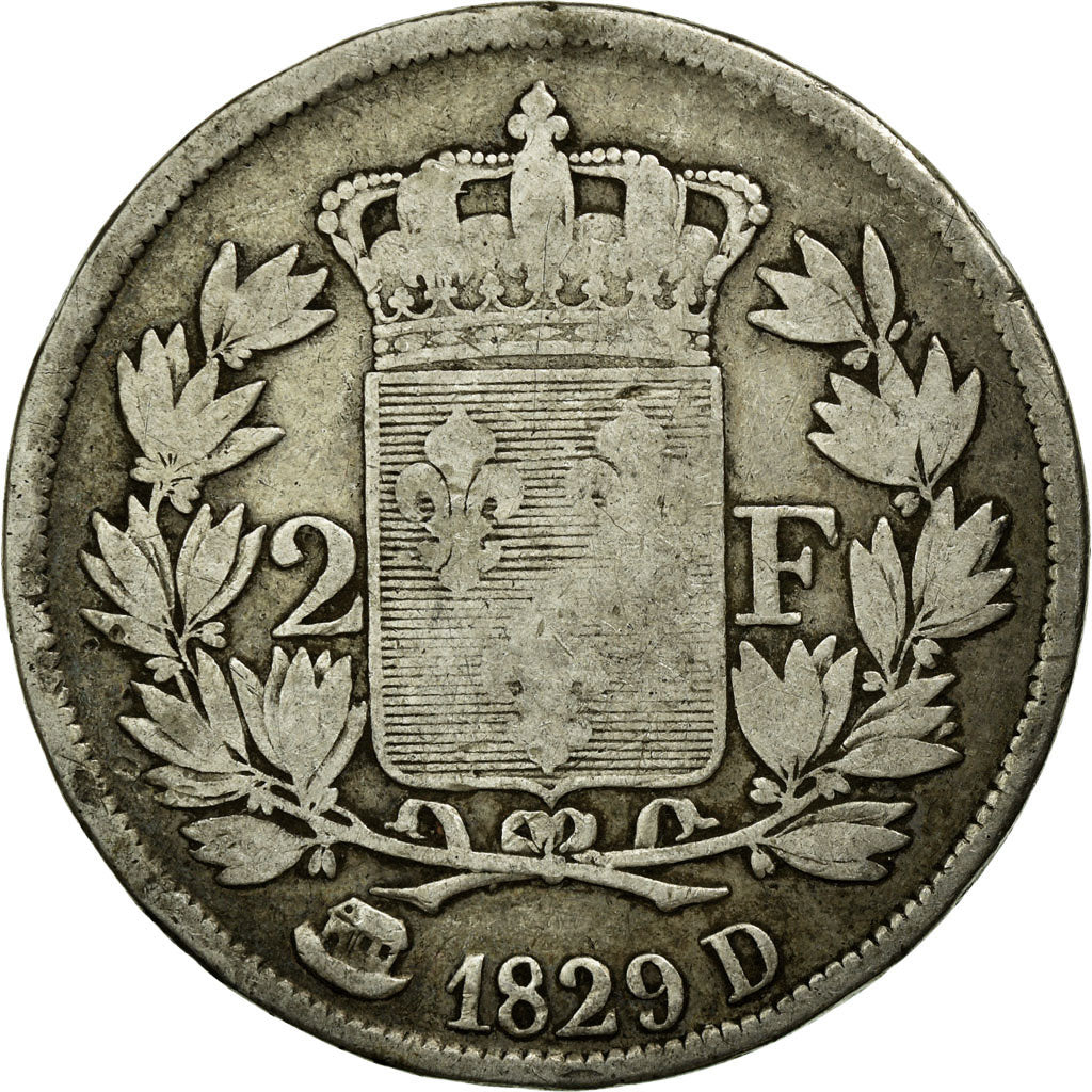 Münze, Frankreich, Charles X, 2 Francs, 1829, Lyon, S, Silber, KM:725.4