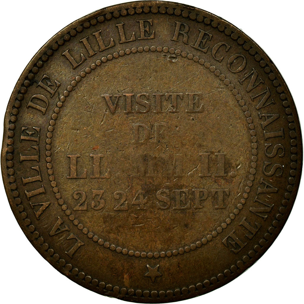 Francia, Token, Royal, Napoléon III, Visite à Lille, 1853, Barre, MB, Rame