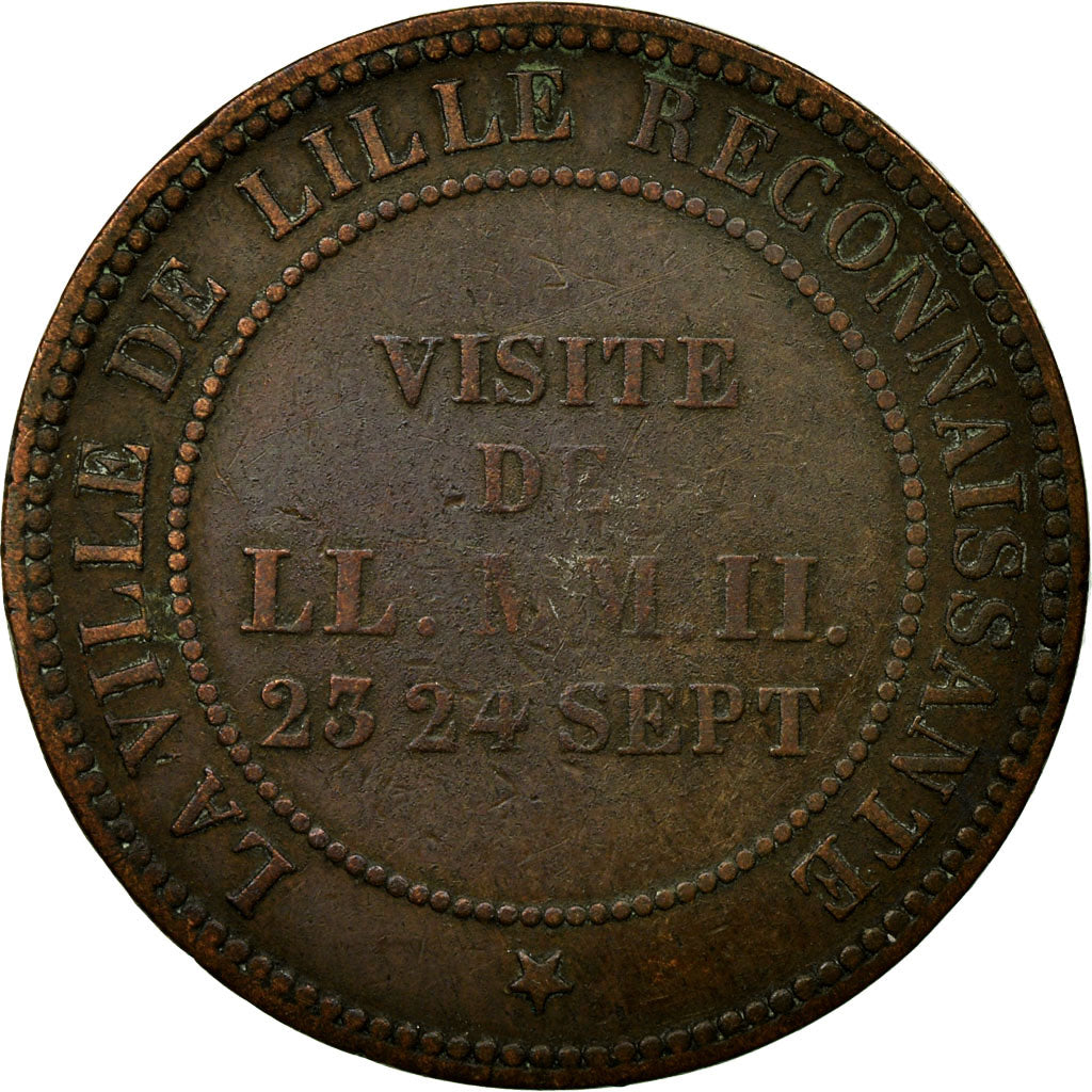 Francia, Token, Royal, Napoléon III, Visite à Lille, 1853, Barre, MB, Rame