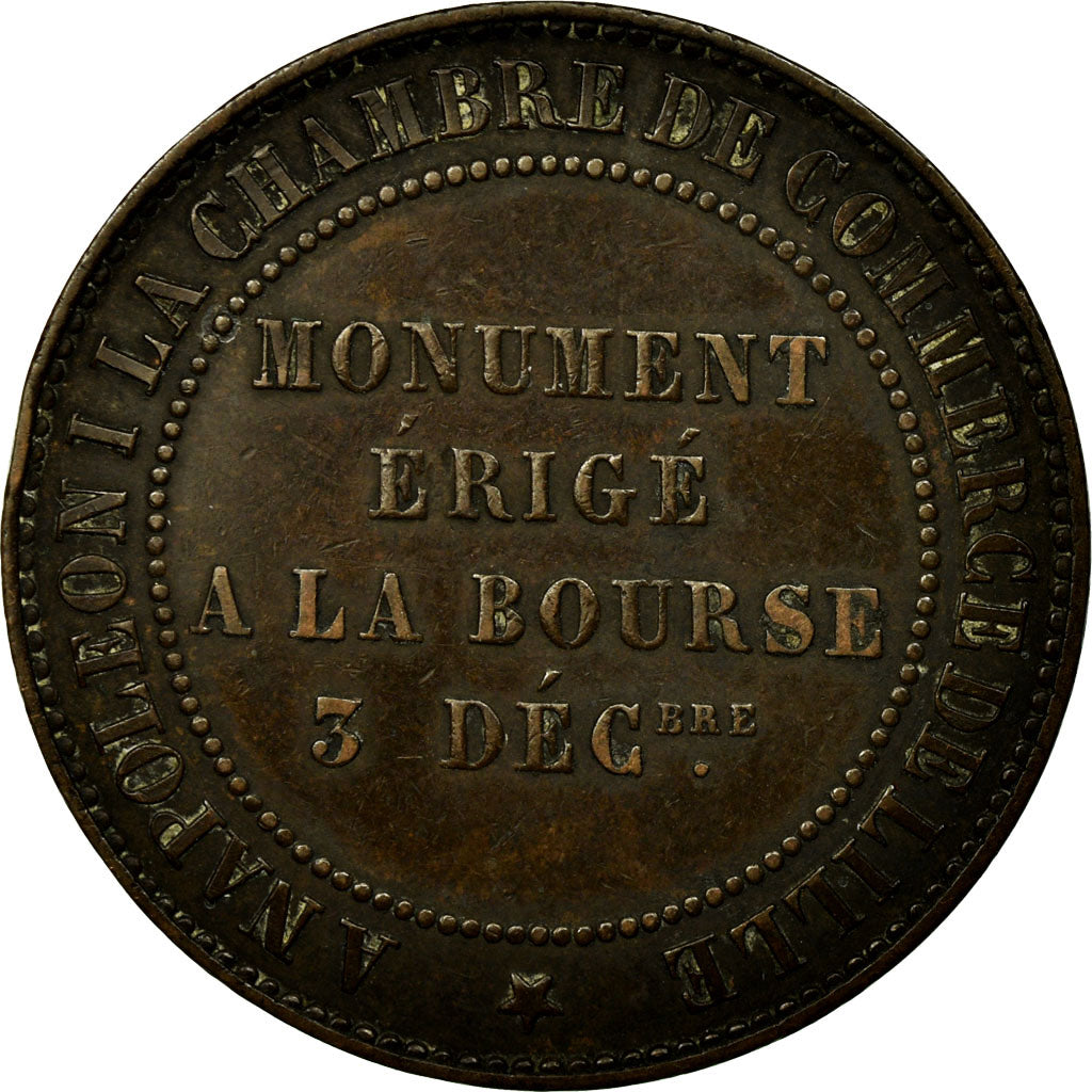 Moneda, Francia, 10 Centimes, 1854, Lille, MBC+, Bronce, KM:M25, Gadoury:251