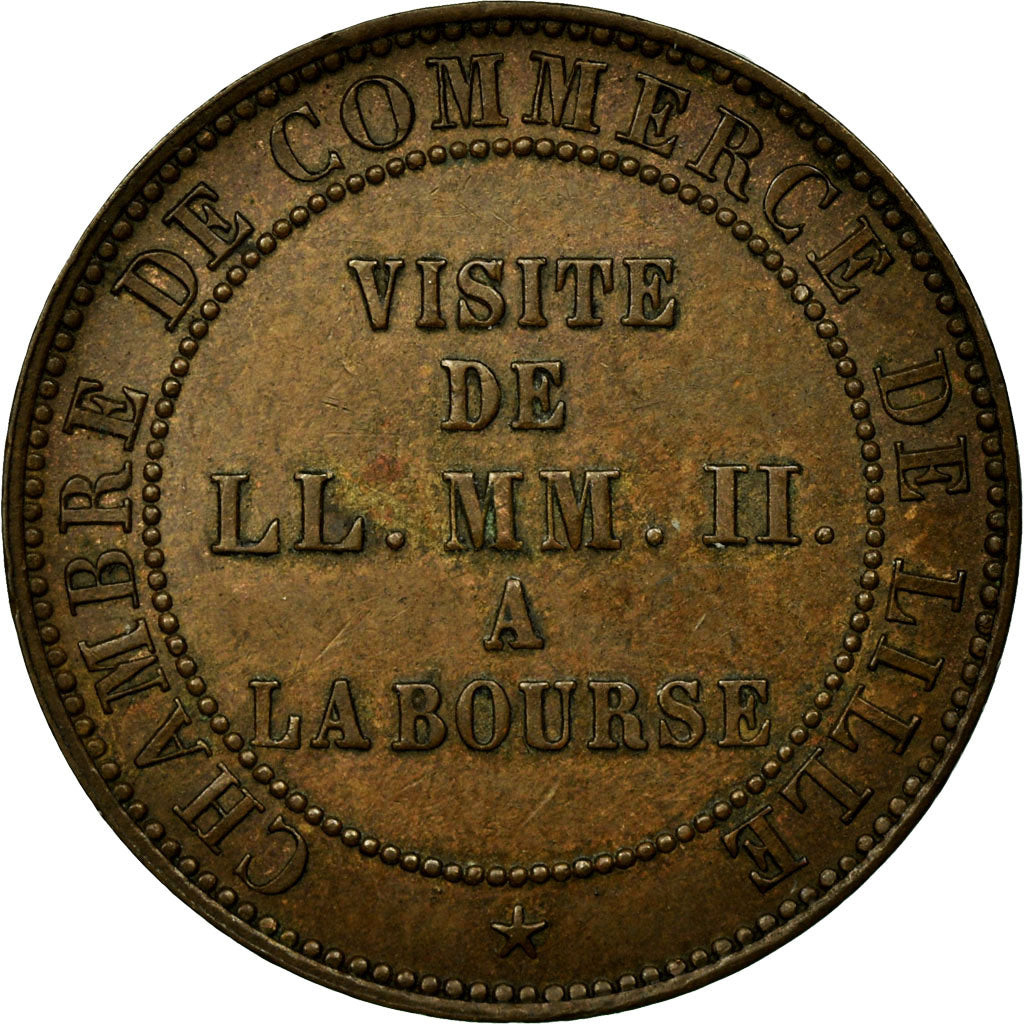 Francia, Token, Chamber of Commerce, Visite de Napoléon III à Lille, 1853