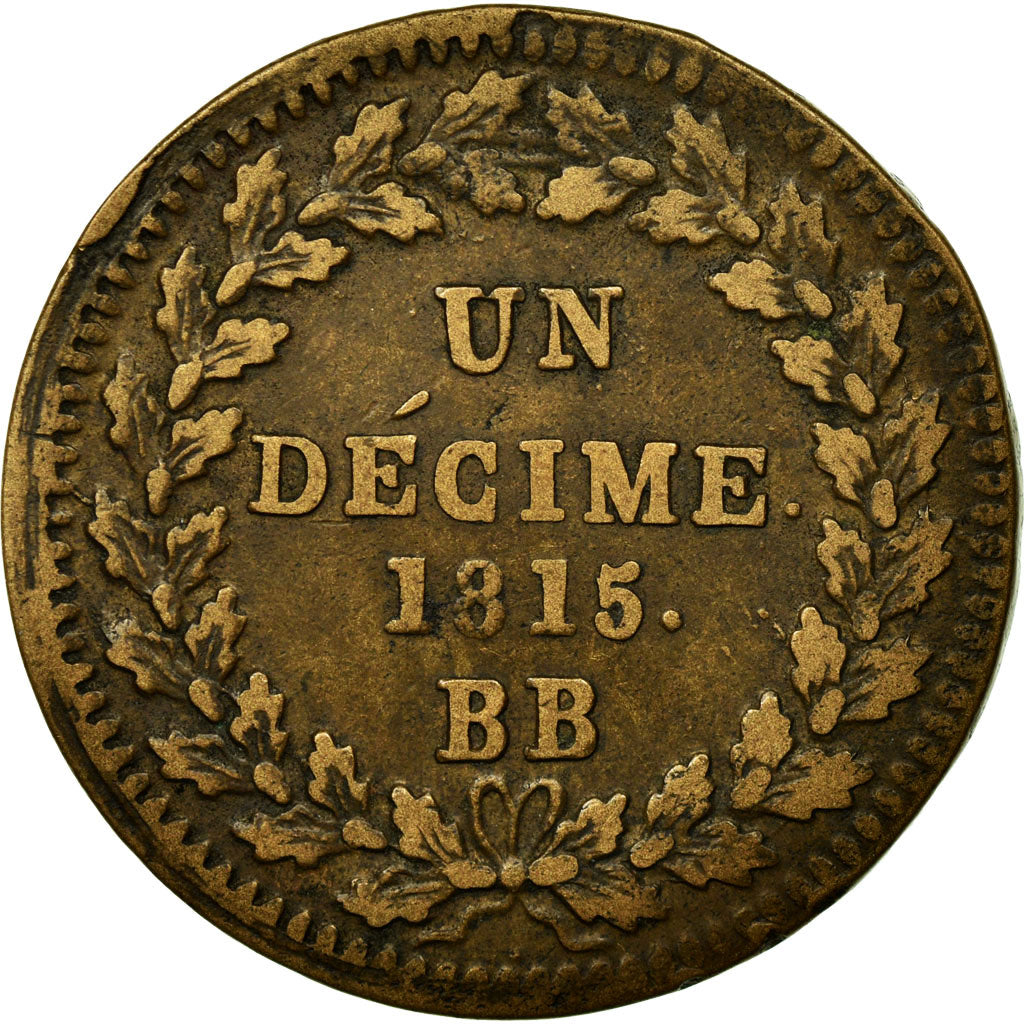 Coin, France, Napoleon I, Decime, 1815, Strasbourg, VF(30-35), Bronze