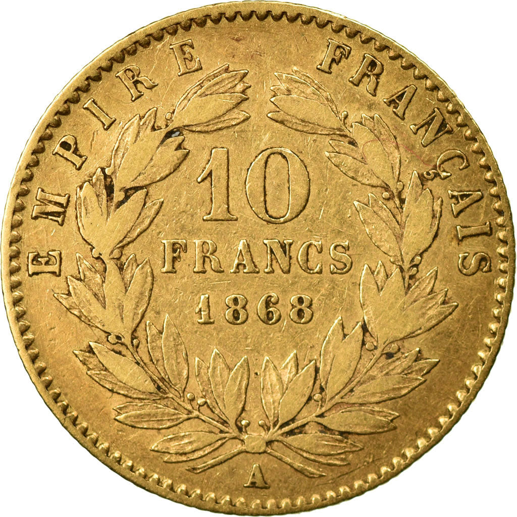 Coin, France, Napoleon III, Napoléon III, 10 Francs, 1868, Paris, VF(20-25)