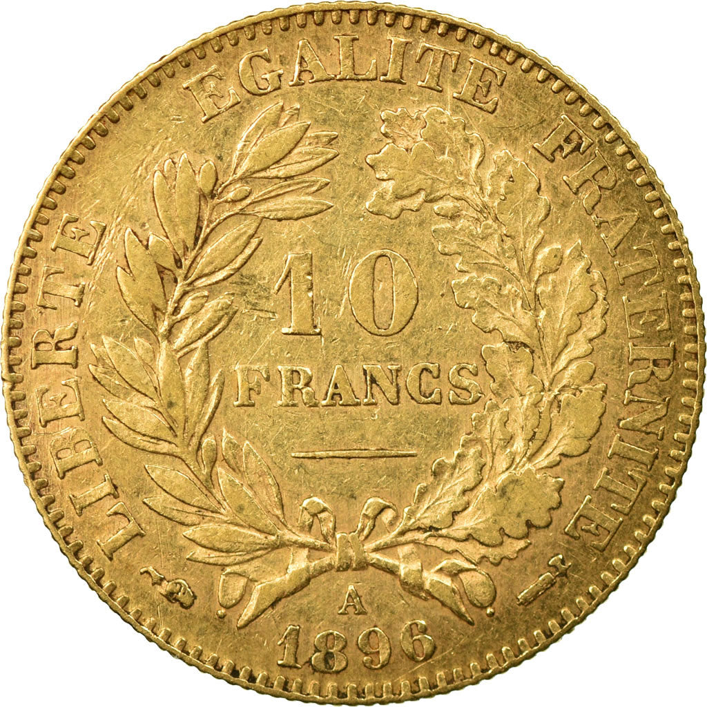 Coin, France, Cérès, 10 Francs, 1896, Paris, VF(30-35), Gold, KM:830