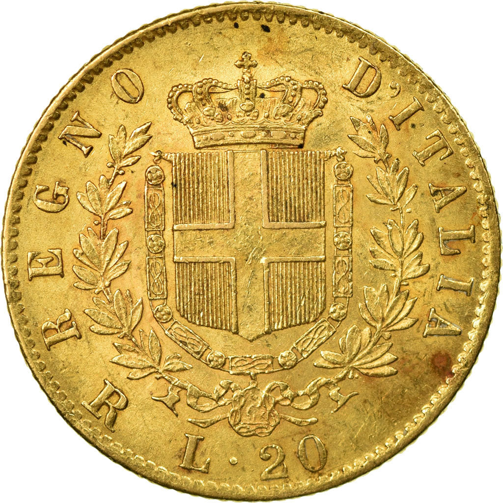 Coin, Italy, Vittorio Emanuele II, 20 Lire, 1877, Rome, EF(40-45), Gold, KM:10.2