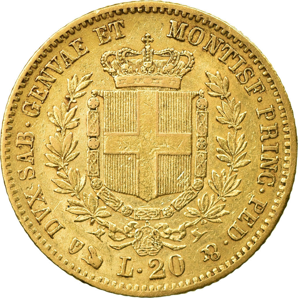 Coin, ITALIAN STATES, SARDINIA, Vittorio Emanuele II, 20 Lire, 1858, Genoa