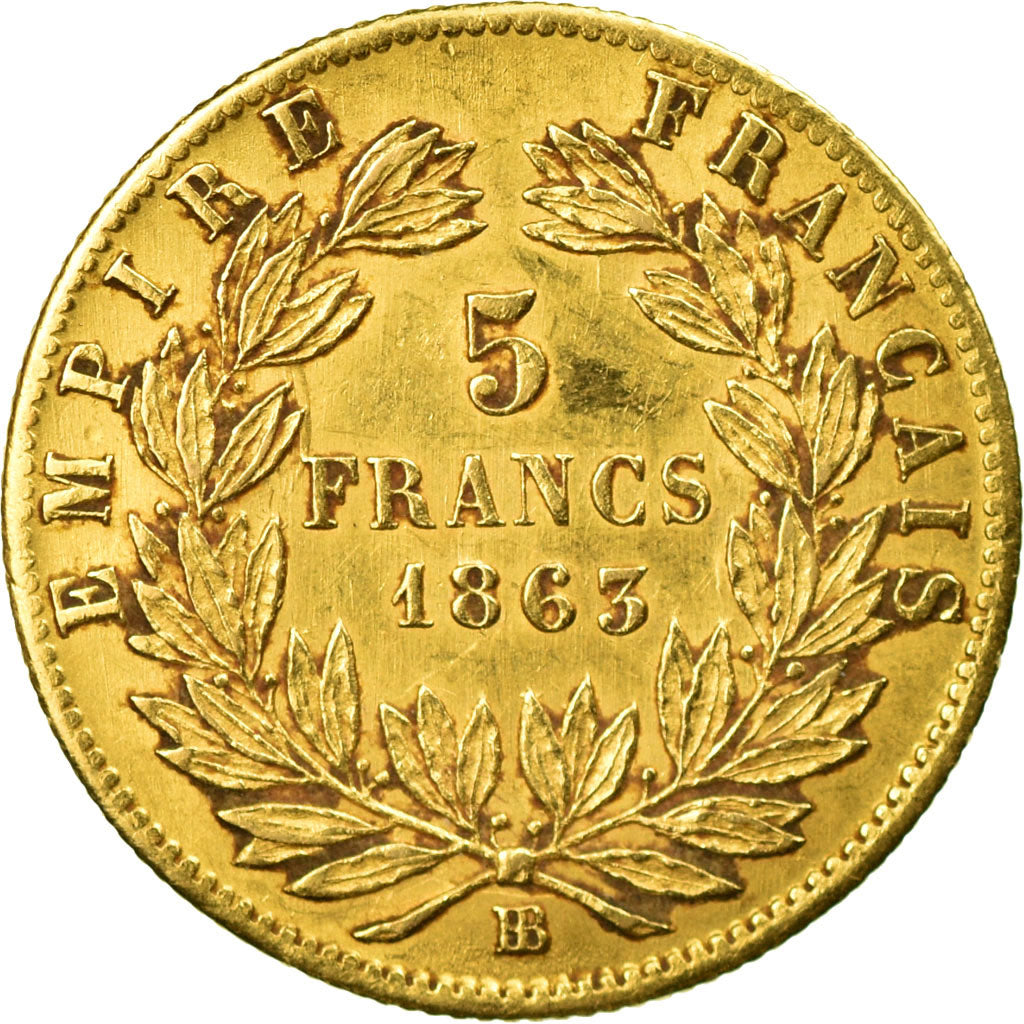 Coin, France, Napoleon III, Napoléon III, 5 Francs, 1863, Strasbourg