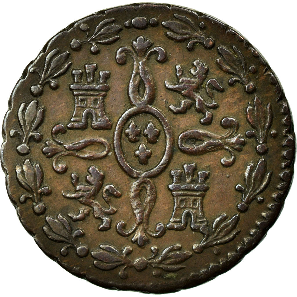 Monnaie, Espagne, Ferdinand VII, 2 Maravedis, 1830, Segovia, TTB+, Cuivre