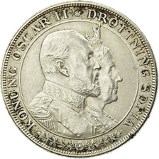 Coin, Sweden, Oscar II, 2 Kronor, 1907, AU(55-58), Silver, KM:776