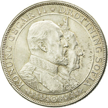 Moneta, Svezia, Oscar II, 2 Kronor, 1907, SPL-, Argento, KM:776
