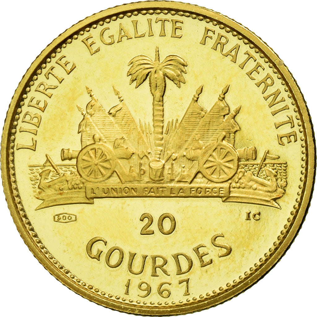 Coin, Haiti, 20 Gourdes, 1967, MS(63), Gold, KM:66