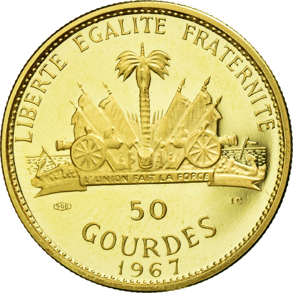 Coin, Haiti, 50 Gourdes, 1967, MS(63), Gold, KM:68