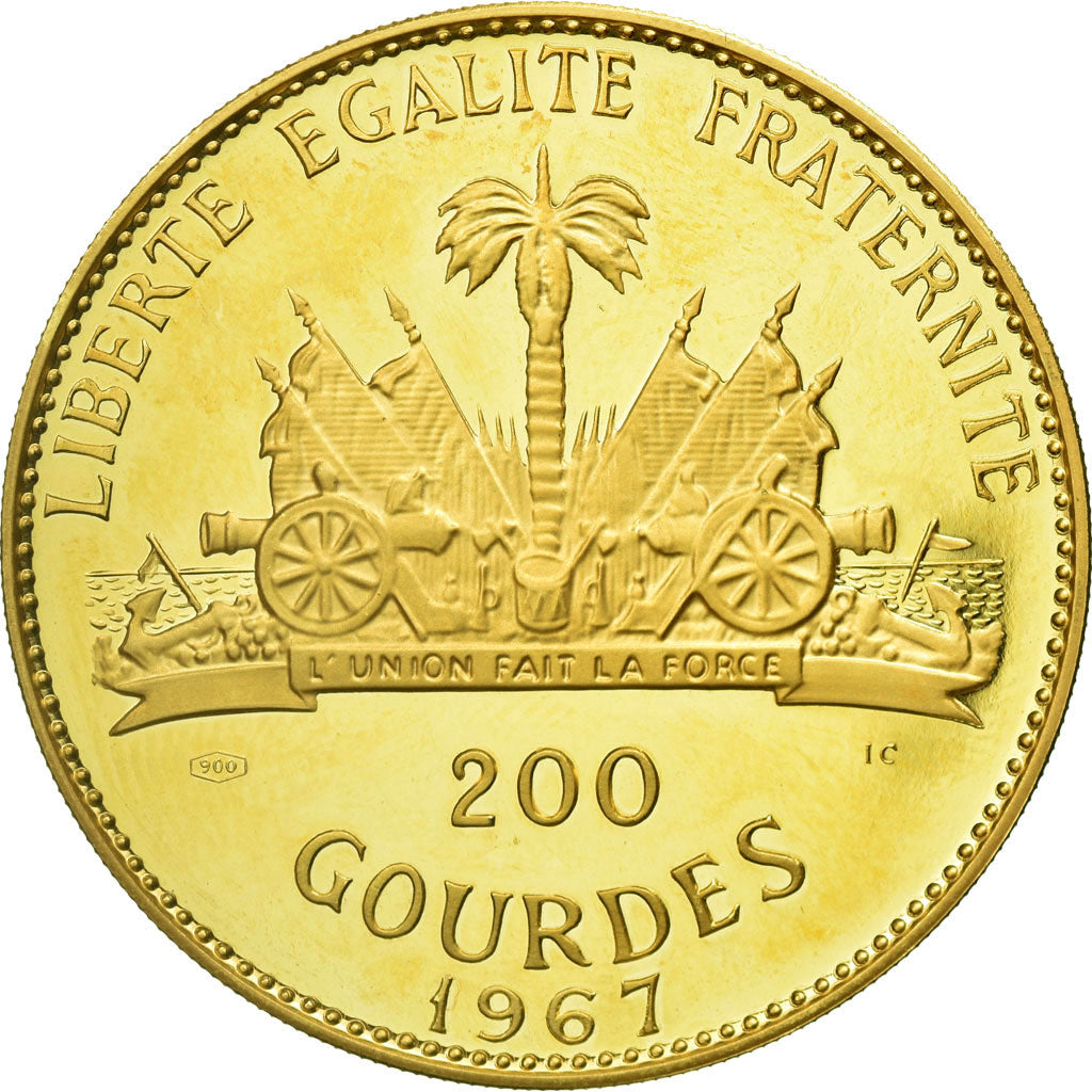 Moneda, Haití, 200 Gourdes, 1967, SC, Oro, KM:70