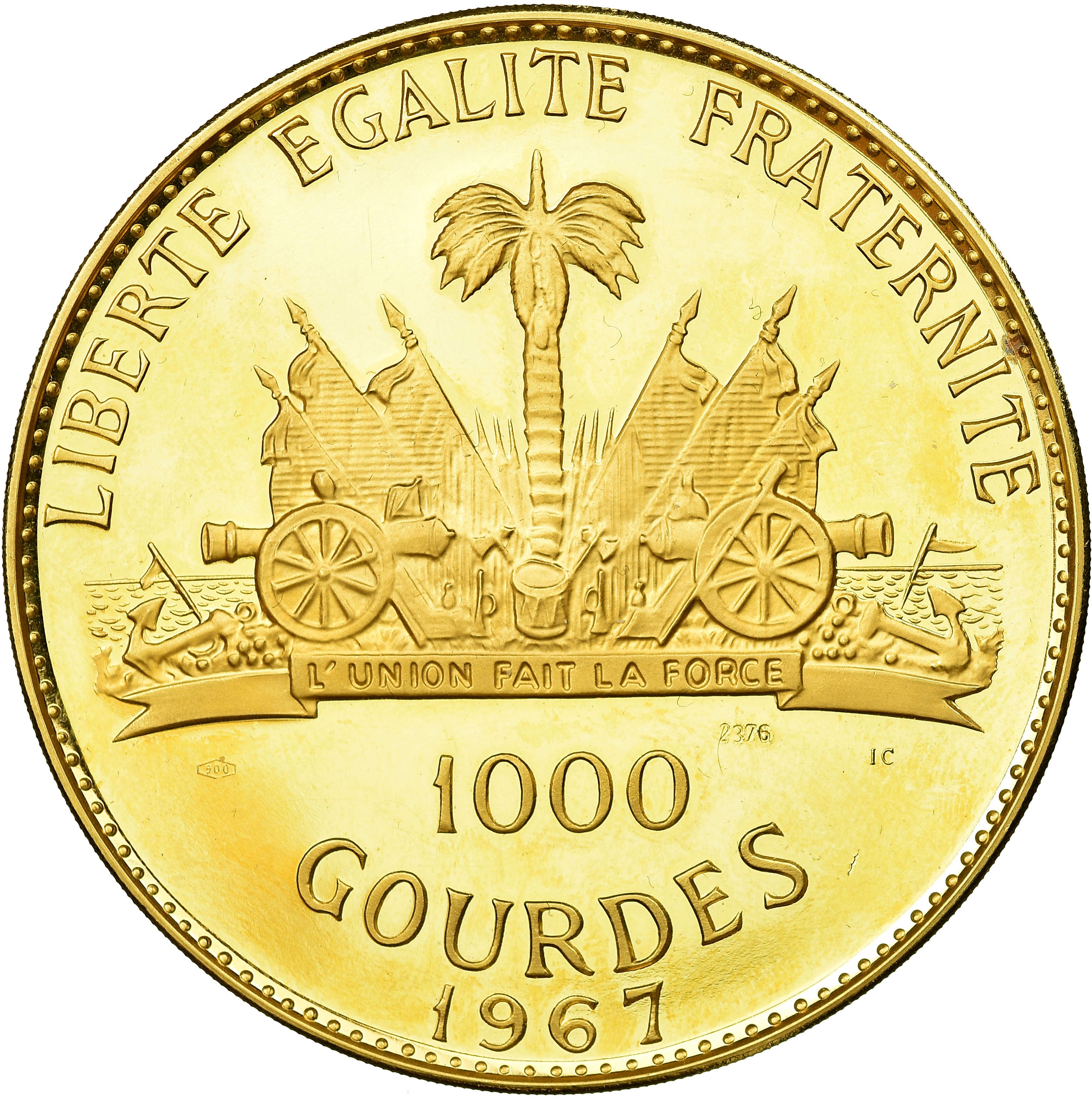 Monnaie, Haïti, 1000 Gourdes, 1967, SPL, Or, KM:71