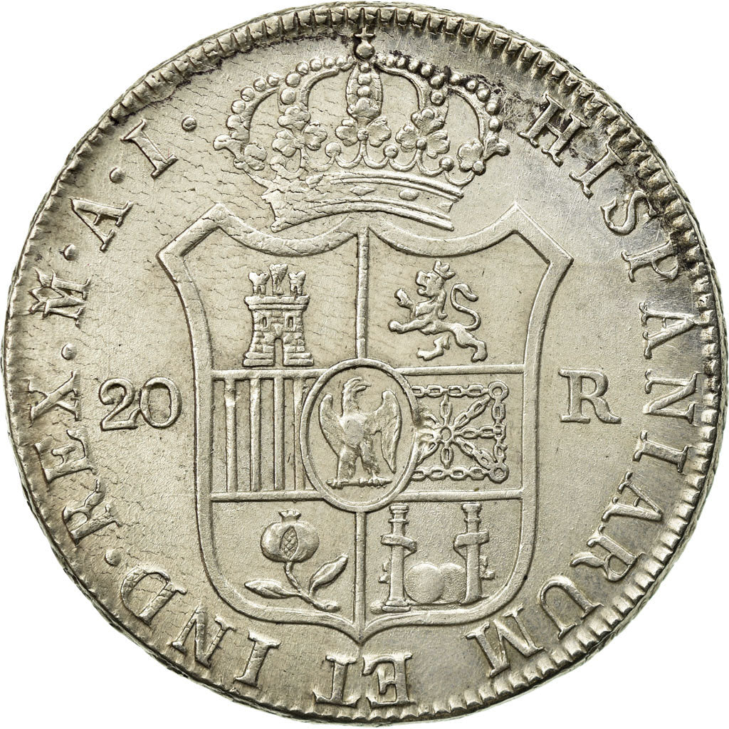 Coin, Spain, Joseph Napolean, 20 Réales, 1809, Madrid, AU(50-53), Silver