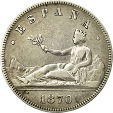 Coin, Spain, Provisional Government, 5 Pesetas, 1870, Madrid, VF(30-35), Silver
