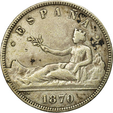 Coin, Spain, Provisional Government, 5 Pesetas, 1870, Madrid, VF(30-35), Silver