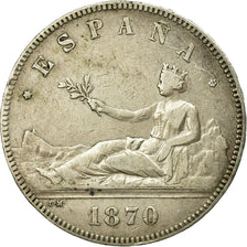 Coin, Spain, Provisional Government, 5 Pesetas, 1870, Madrid, VF(30-35), Silver