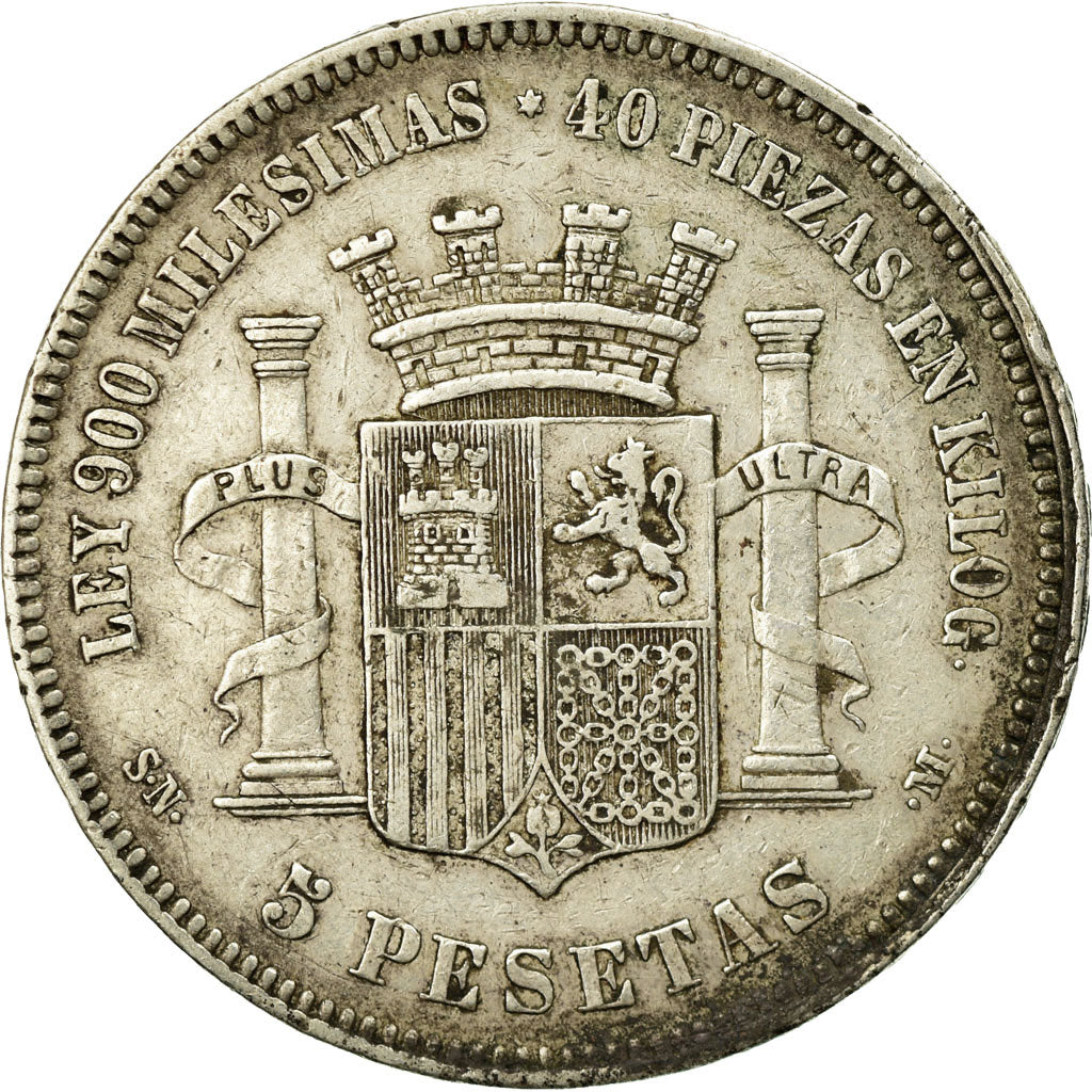 Coin, Spain, Provisional Government, 5 Pesetas, 1870, Madrid, EF(40-45), Silver